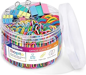 Binder Clips Paper Clips, Sopito 300pcs